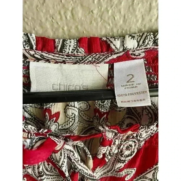 Chicos Size 2 Plus Size Pull Over Blouse Top Sheer Lightweight Paisley - Picture 3 of 7